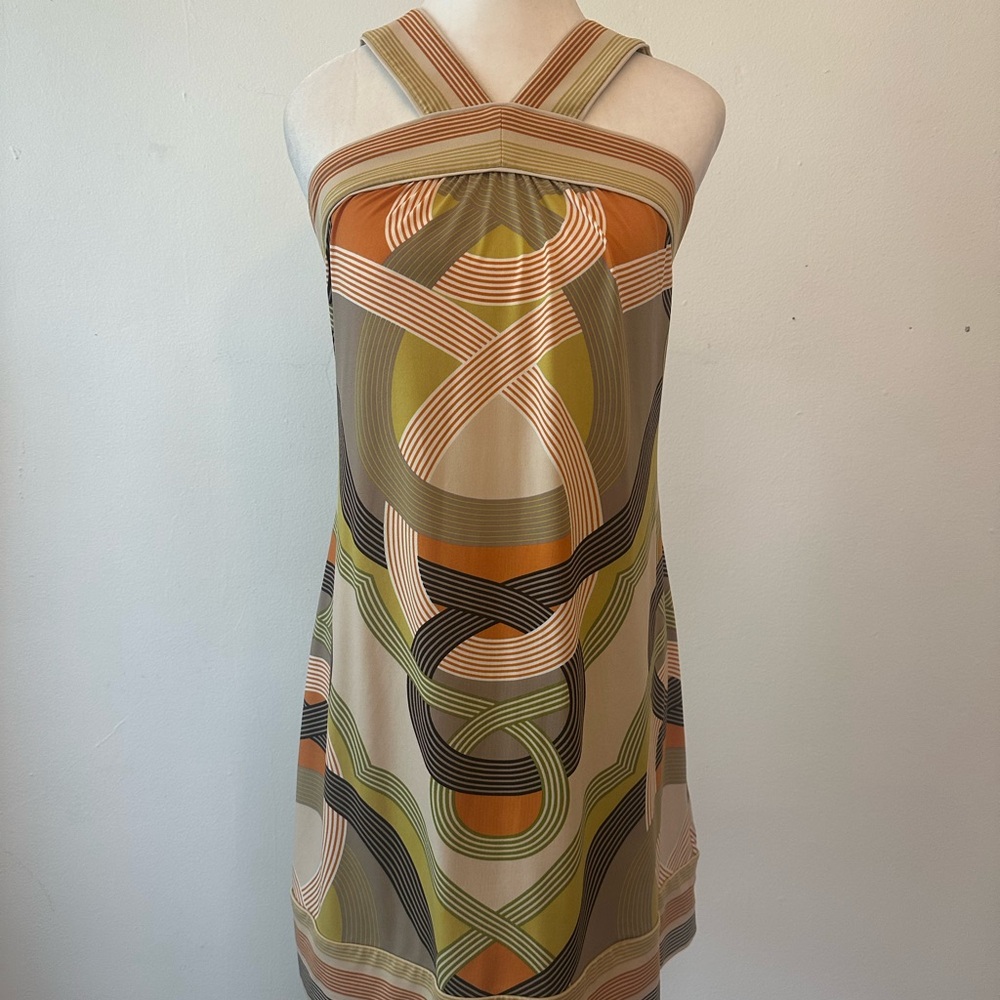 Bcbg Abstract Mod Geometric Pattern Halter Dress - image 1